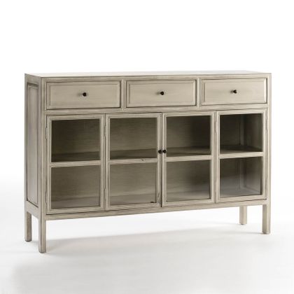 Sideboard 160x40x110 Glass/Wood Veiled Grey