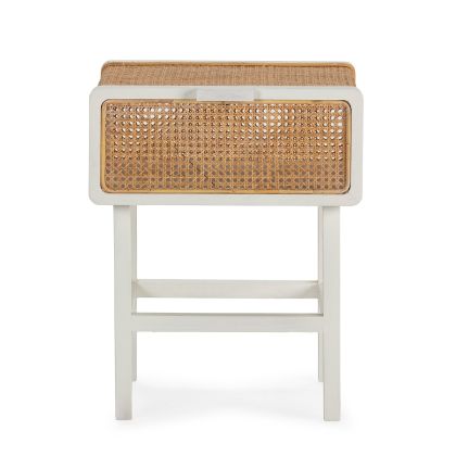 Nightstand 48x43x61 Cedar Wood/Rattan -- White/Natural