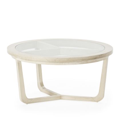 Coffee Table 80x80x40 Cedar Wood -- Veiled White