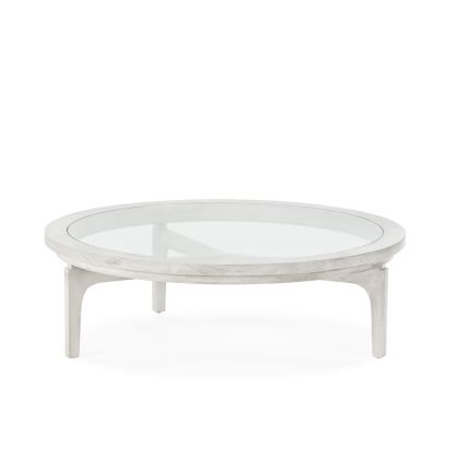Coffee Table 100x100x32 Cedar Wood/Glass -- Veiled Grey