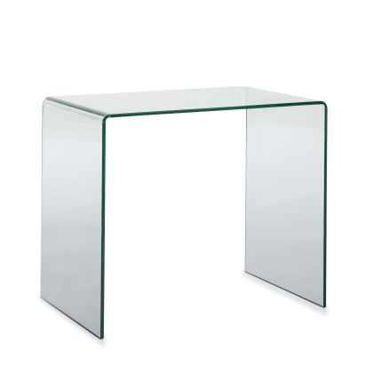 Escritorio alto moderno en cristal transparente.