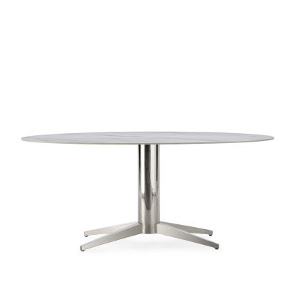 Dining Table 180x90x75 Porcelain/Stainless Steel -- White