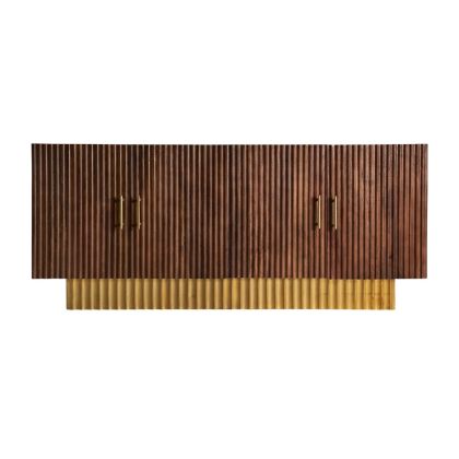 Aparador De Estilo Art decó Marrón Oro Madera Mango, 183 Cm