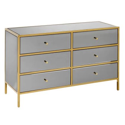 Cómoda Espejo Oro Estilo Art Decó, 124,5 cm