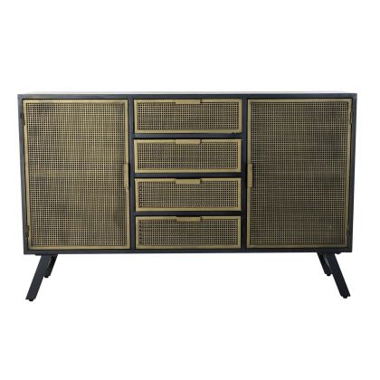 Aparador Vintage Metal Negro Dorado 144 Cm