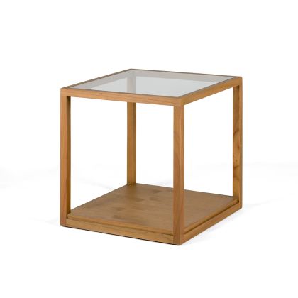 Side Table 60x60x60 Glass/Cedar Wood -- Natural Side Table 60x60x60 Glass/Cedar Wood -- Natural