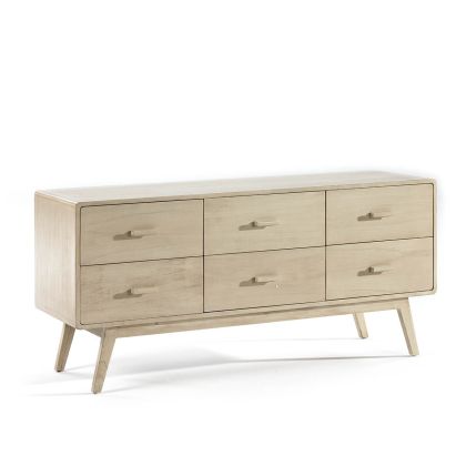 Aparador nórdico en madera blanco velado.