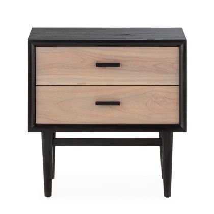 Nightstand 60x40x60 Cedar Wood/Metal -- Black/Natural with Grey Patina/Black