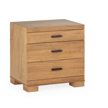 Bedside Table 55x40x55 Cedar Wood/Metal -- Natural/Black