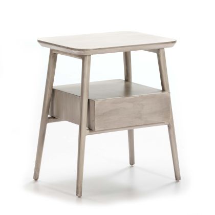Mesita De Noche Nórdico Gris Velado Madera, 50 Cm 