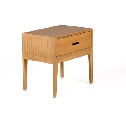 Mesita de Noche 60x45x55 Madera de Cedro/Metal -- Natural/Negro