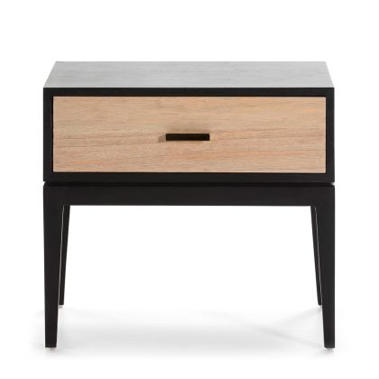 Nightstand 60x40x55 Cedar Wood/Metal -- Black/Natural with Grey Patina