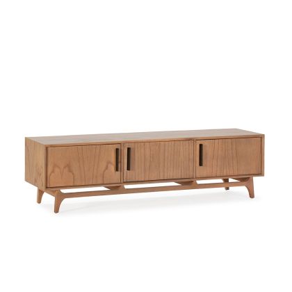 Mueble TV 160x40x45 Madera de Cedro/Metal -- Natural/Negro