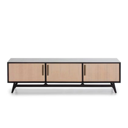 TV Cabinet 160x40x45 Cedar Wood/Metal -- Black/Natural with Gray Patina