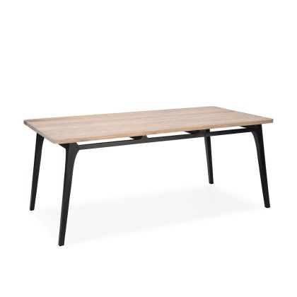 Mesa Comedor Madera de Cedro Negro/Natural y Patina Gris Estilo Nórdico, 150 Cm.