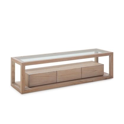Mueble Tv Nórdico Madera Cristal Natural 160 Cm