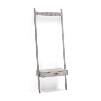 Coat rack 73x36x190 Veiled Grey Wood 1 drawer