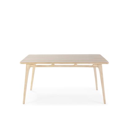 Dining Table 150x80x76 Cedar Wood -- Veiled White