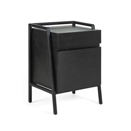 Mesita de Noche Estilo Moderno en Madera de Cedro negro. 