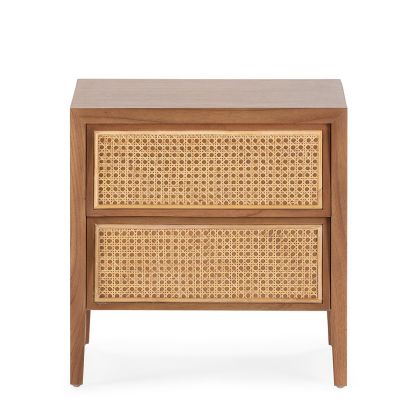 Nightstand 50x40x51 Cedar Wood/Rattan -- Natural