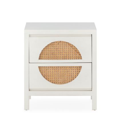 Nightstand 45x35x51 Cedar Wood/Rattan -- White/Natural