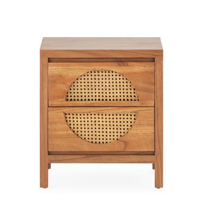 Nightstand 45x35x51 Cedar Wood/Rattan -- Natural