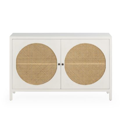 Sideboard 120x40x75 Cedar Wood/Rattan -- White/Natural