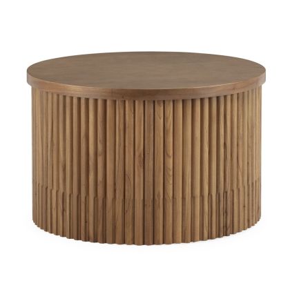 Mesa de Centro Redonda en Madera de Cedro Natural.