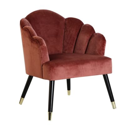 Sillón Rosa Terciopelo Madera Negro