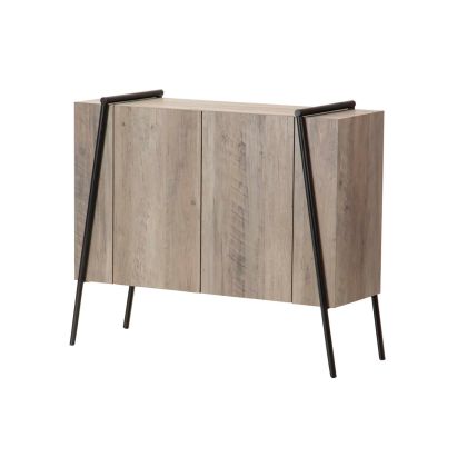 Aparador Vinilo Metal Negro 2 Puertas, 90 Cm