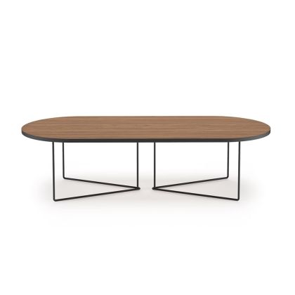 Mesa Centro Diseño Moderno ovalada Nogal Metal Negro,136 cm 