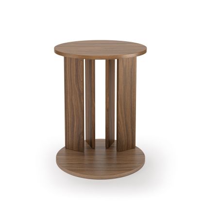 Mesa Auxiliar Diseño Moderno Redonda Nogal, 50 cm