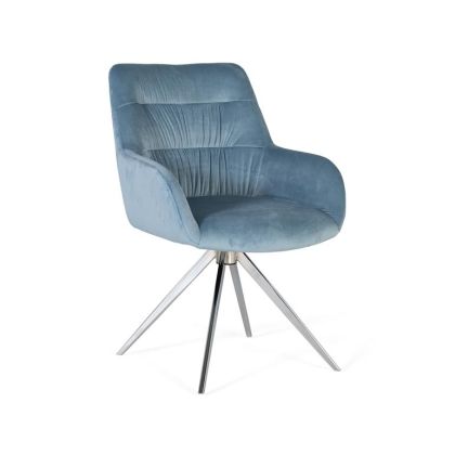 Set 2 Sillas Terciopelo Azul Acero Níquel, 86 Cm