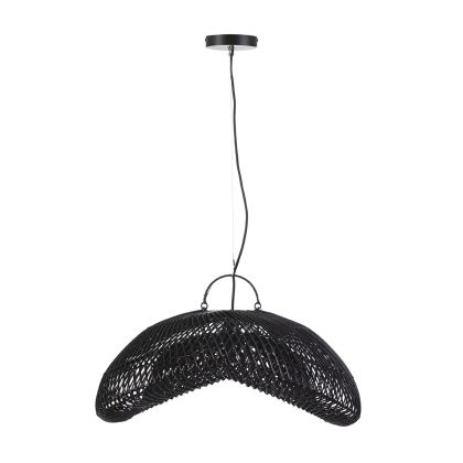 Lámpara de Techo Artesanal en Ratán Negro.
