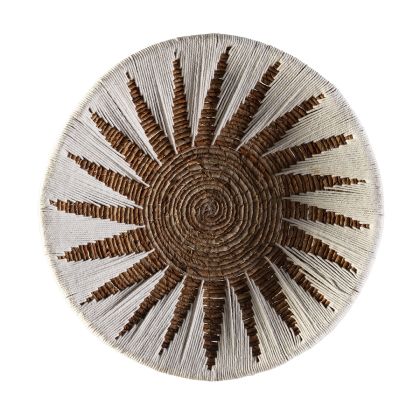 Plato Decorativo 50x50x2 Hoja de Banana -- Blanco/Natural