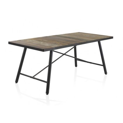 Mesa Comedor Madera Envejecido Metal Negro 190 Cm