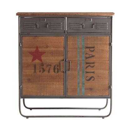 Cómoda Vintage Madera Y Metal, 81 Cm