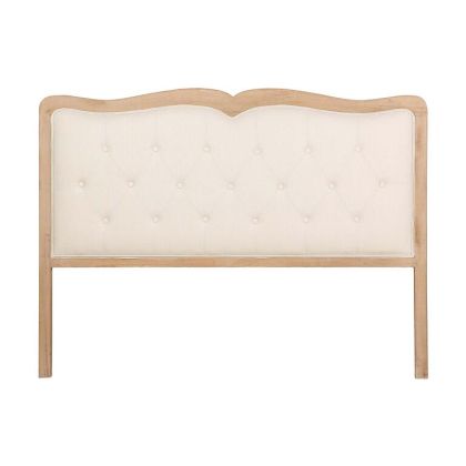 Tufted Headboard Beige Linen Wood, 160 Cm