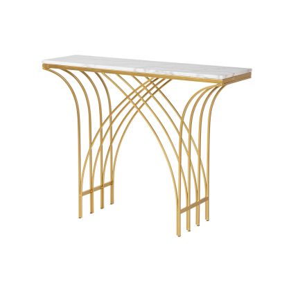 White Marble and Gold Metal Console Table, 104 Cm