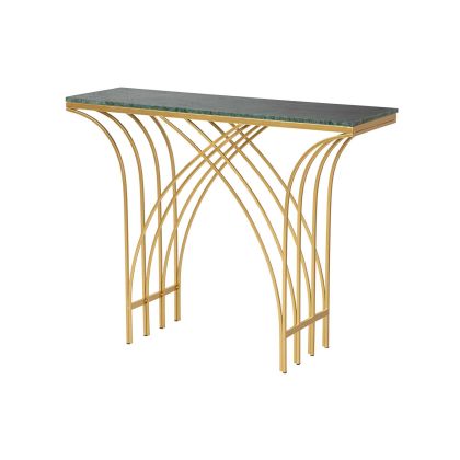 Green Marble Gold Metal Console, 104 Cm