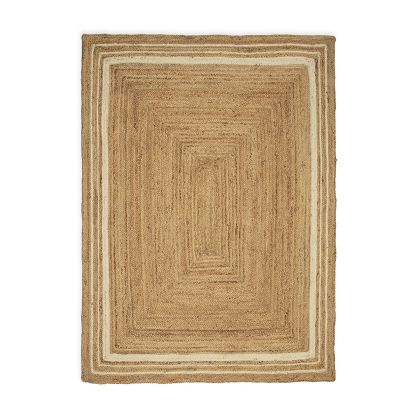 Alfombra Cálida en Yute Natural y Blanco.