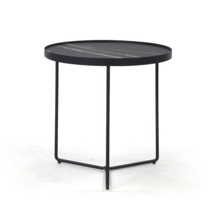 Mesa Auxiliar Diseño Moderno Cristal Templado Negro, 50 cm