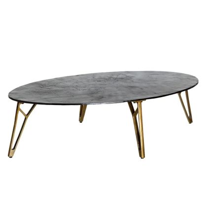 Mesa Centro Art Decó Aluminio Negro Y Bronce, 139 Cm