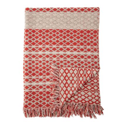 Plaid Tropical Tejido Rojo, 160x130 Cm