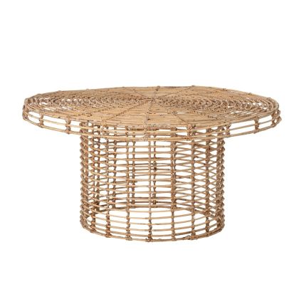 Mesa Centro Escandinavo Rattan Natural Ø 80 Cm