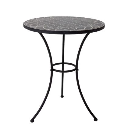 Mesa Terraza Auxiliar Lala Cerámica Metal Negro, 60 Cm