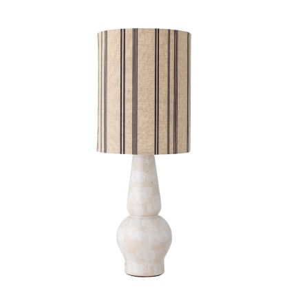 Lámpara de Sobremesa Emilia Estilo Nórdico Rayas Lino Gres, 23 Cm