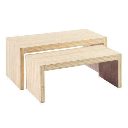 Set 2 Mesas Centro Estilo Nórdico Madera Natural Salón, 110 Cm