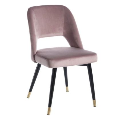 Silla Tejido Tela Rosa Hierro Negro Dorado, 83 Cm
