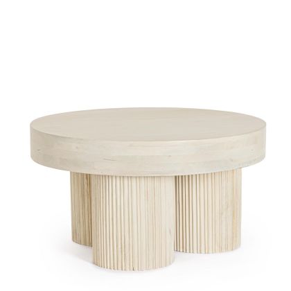 Round Natural Mango Wood Side Table, Ø75 Cm